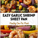Sheet-pan garlic shrimp with colorful veggies, a Healthy Dinners No Carb and Heart Healthy Shrimp Recipes option